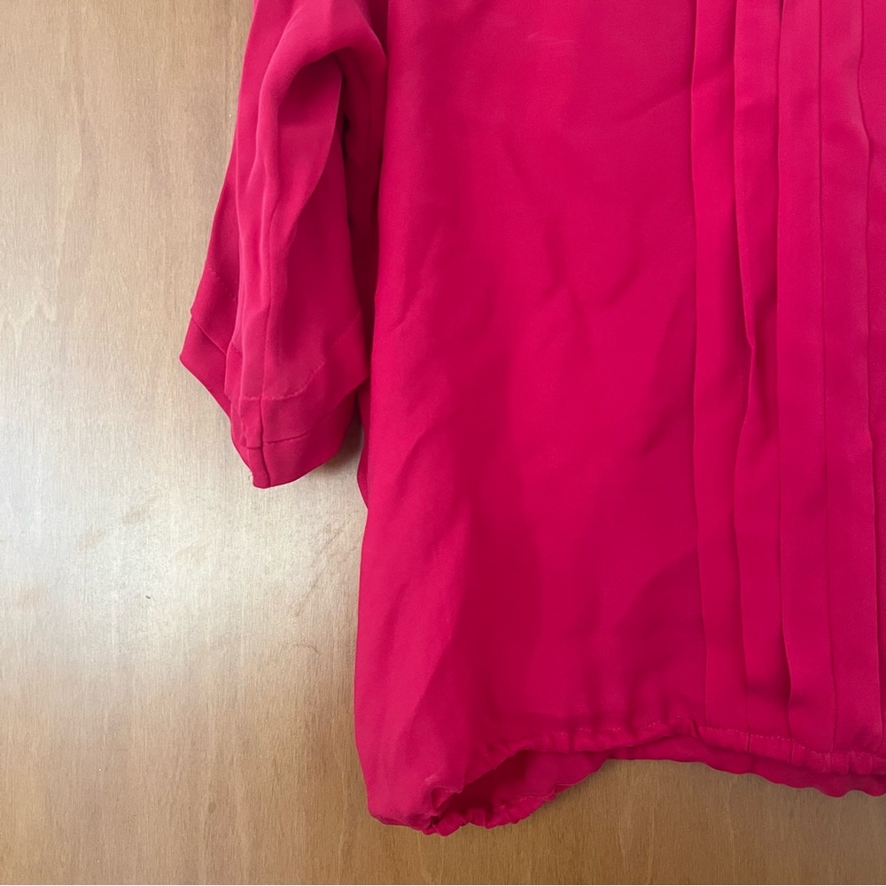 Joie Marru Pleated Silk Blouse in Bright Pink - Picture 4 of 4